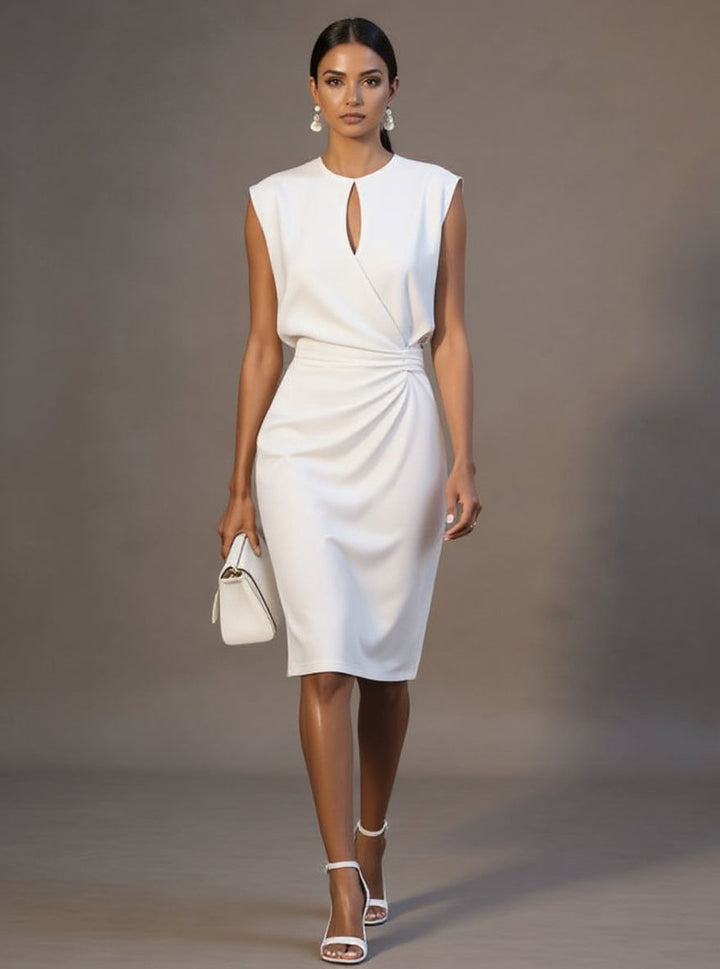 Vestido de Cóctel Sofisticado para Mujer en Blanco