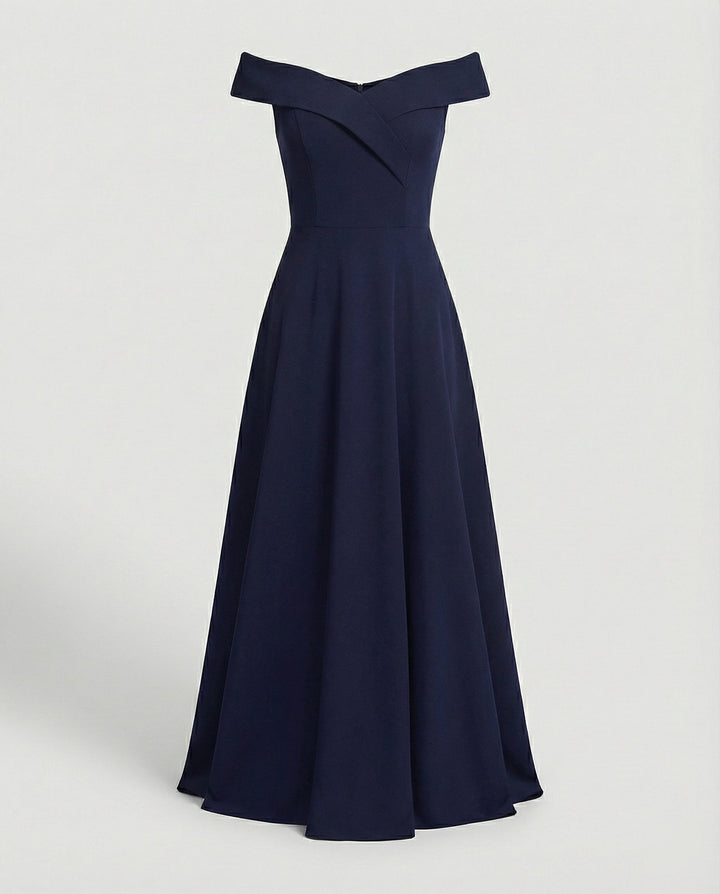 Vestido de invitada de boda largo sofisticado en Azul