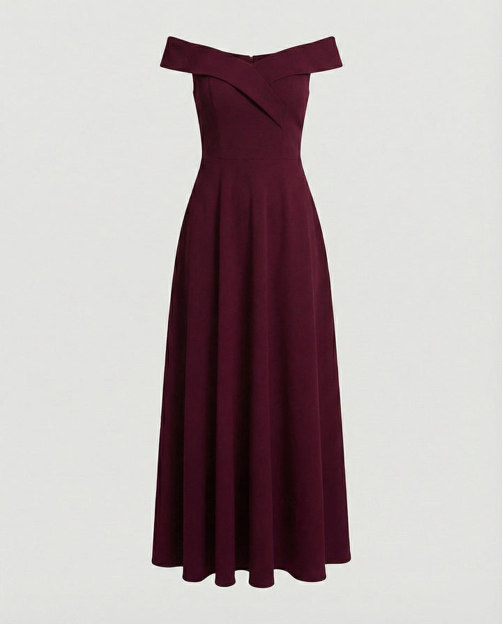 Vestido de invitada de boda largo sofisticado en Rojo