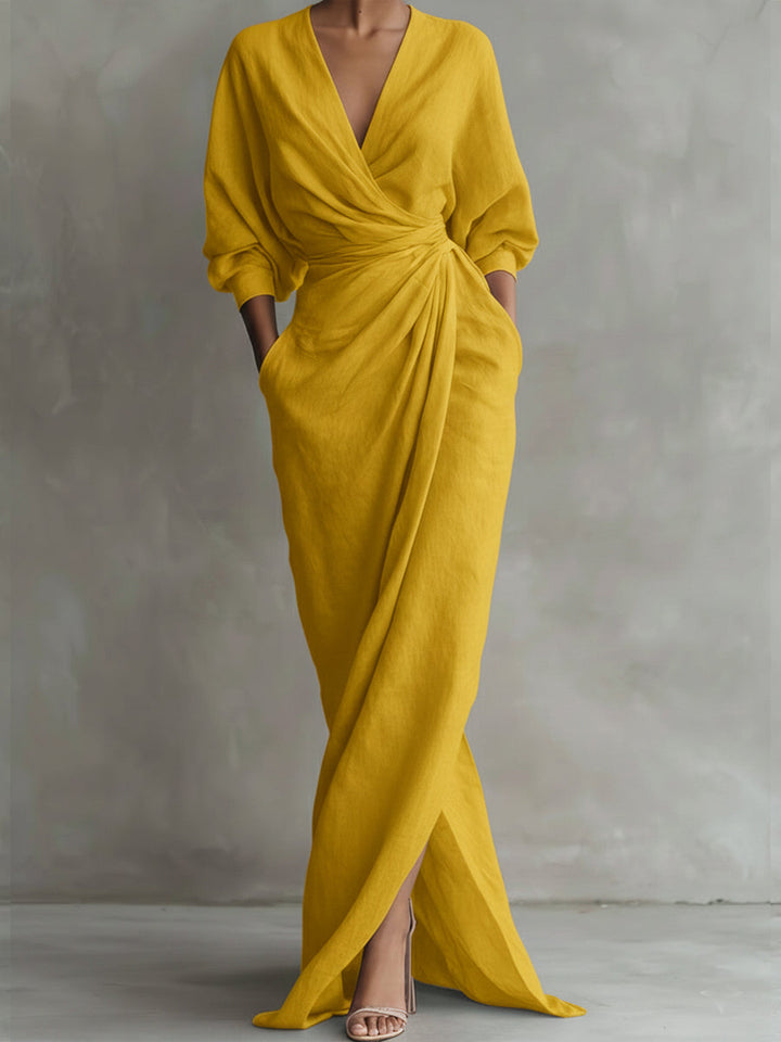 Vestido de Invitada de Boda Otoñal en Amarillo