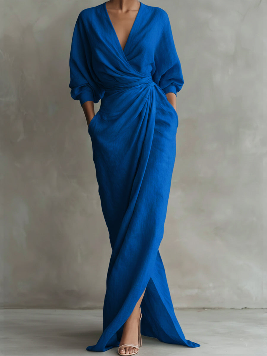 Vestido de Invitada de Boda Otoñal en Azul