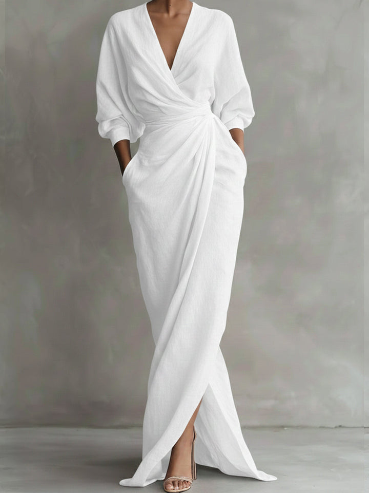 Vestido de Invitada de Boda Otoñal en Blanco