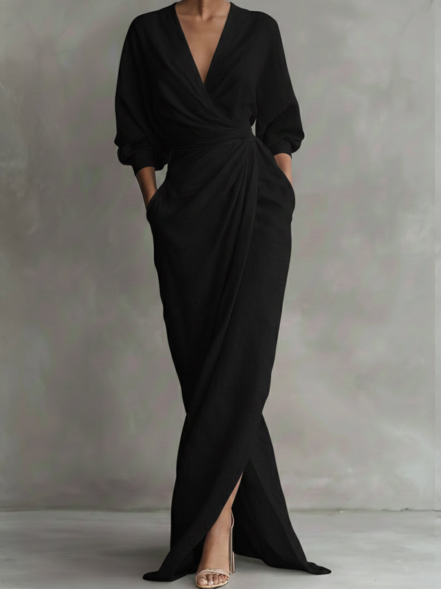 Vestido de Invitada de Boda Otoñal en Negro