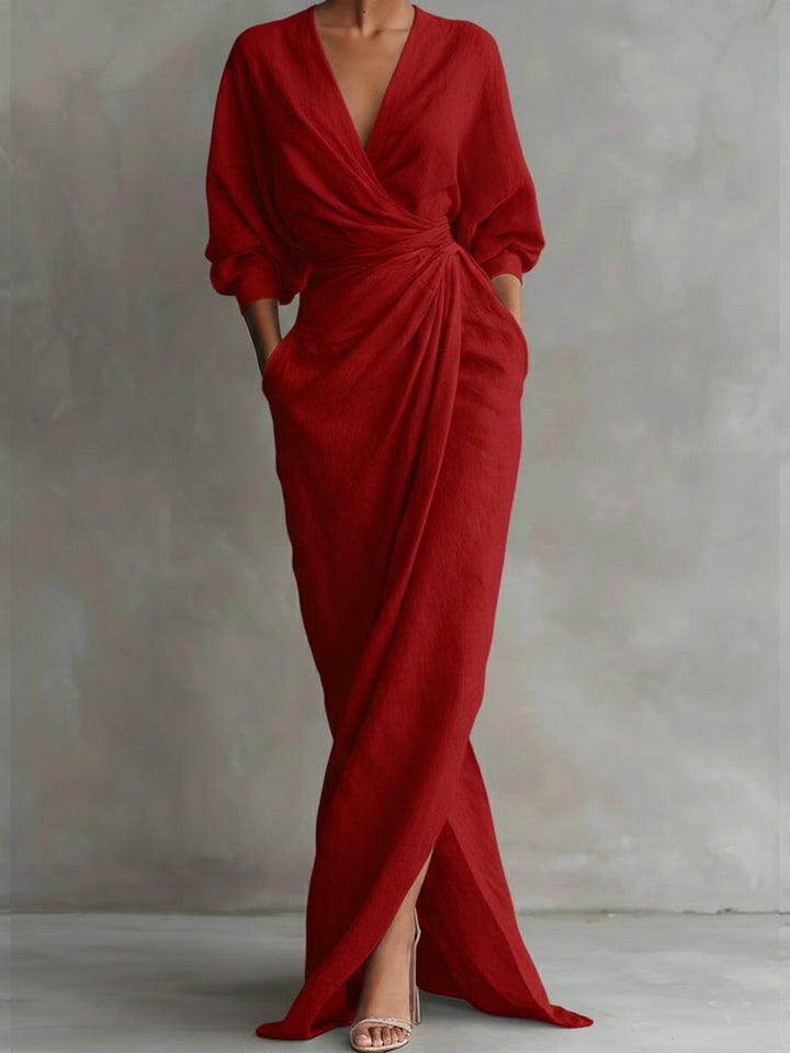 Vestido de Invitada de Boda Otoñal en Rojo