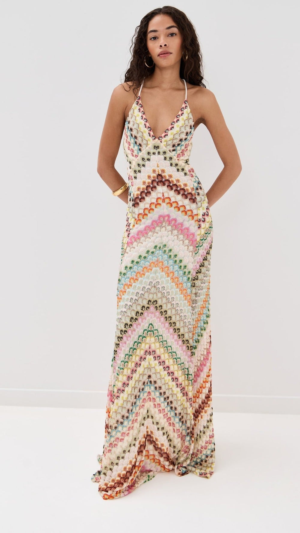Vestido de Invitada Maxi en Ganchillo Multicolor (2)