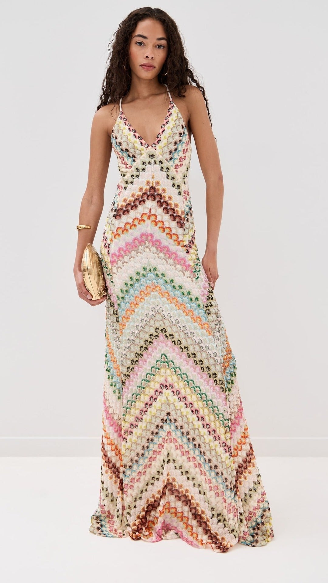 Vestido de Invitada Maxi en Ganchillo Multicolor (4)