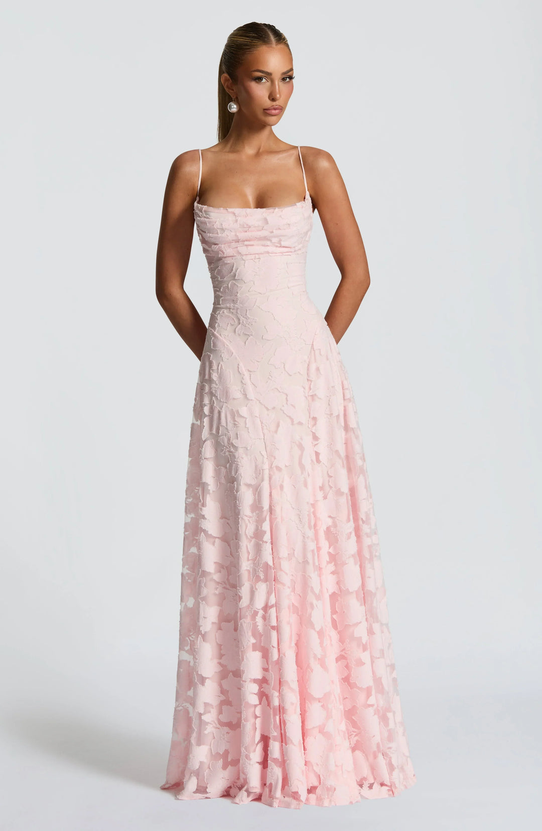 Vestido de Invitada Maxi Floral para Bodas en Rosa