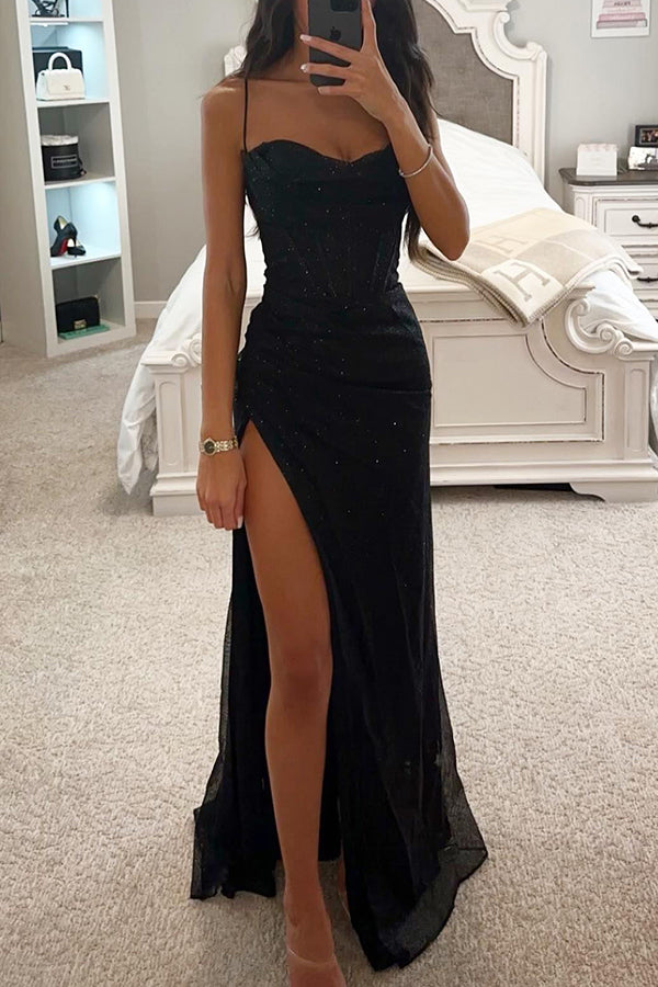Vestido de Invitada Maxi Romántico en Negro