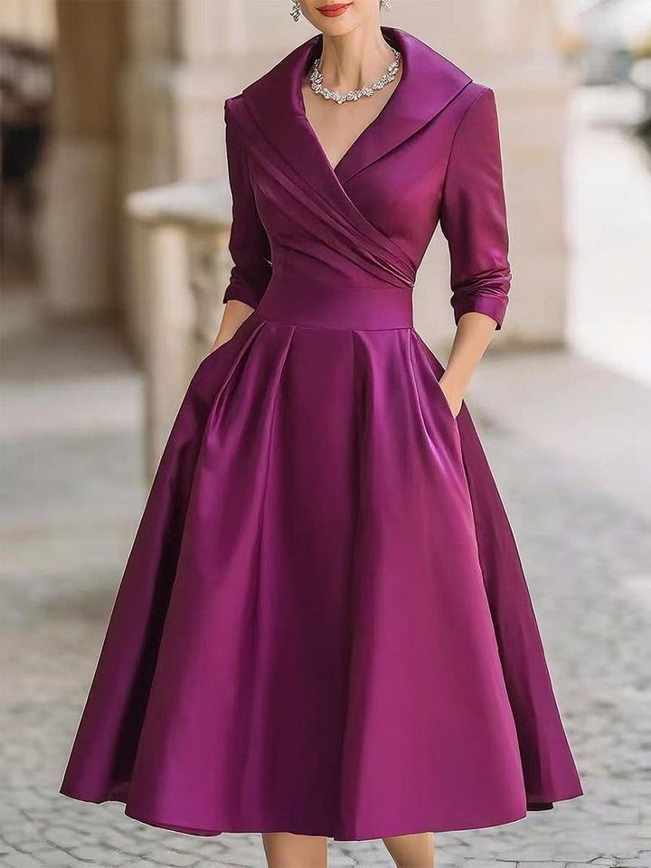 Vestido de invitada para bodas otoñales en Morado