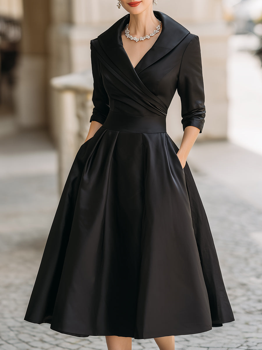 Vestido de invitada para bodas otoñales en Negro