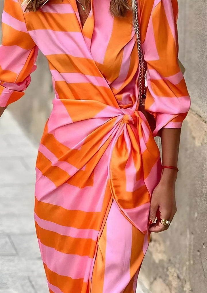 Vestido de Otoño Estampado Cruzado (6)
