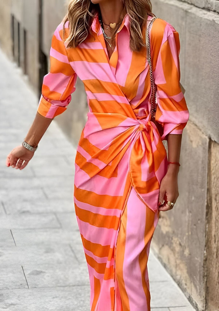 Vestido de Otoño Estampado Cruzado (8)
