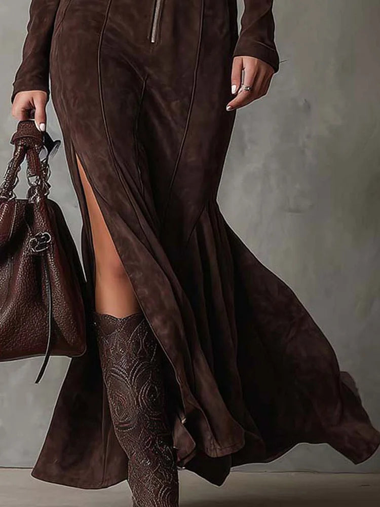 Vestido de Otoño Maxi Elegante con Cintura Ajustada (3)