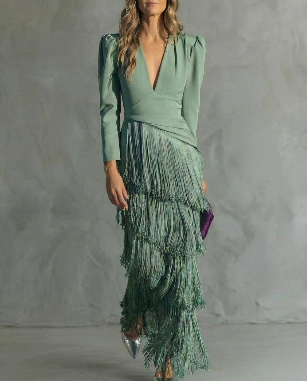 Vestido de otoño midi con flecos elegantes (2)
