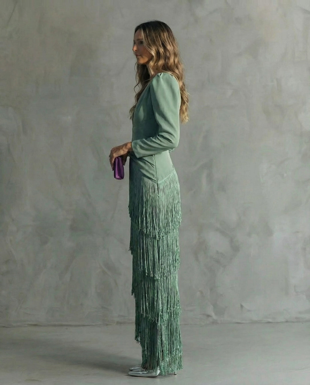 Vestido de otoño midi con flecos elegantes (4)