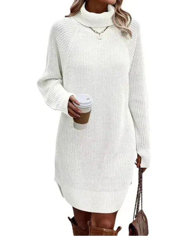 Vestido de punto manga larga para otoño en Blanco