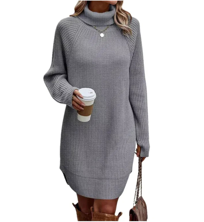 Vestido de punto manga larga para otoño en Gris