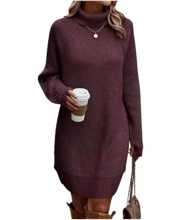 Vestido de punto manga larga para otoño en Morado