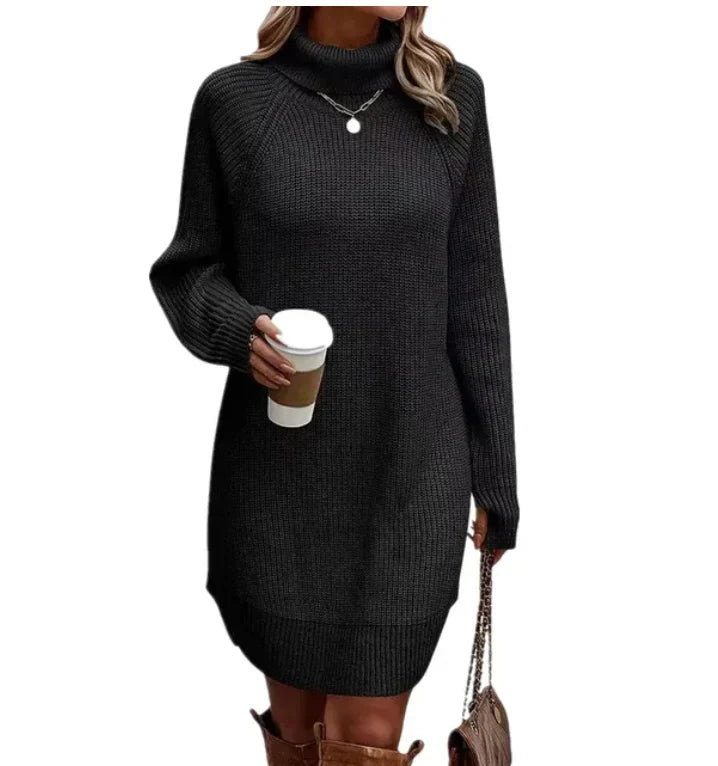 Vestido de punto manga larga para otoño en Negro
