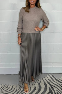 Valeria | Strickkleid Midi mit gefälteltem Rock