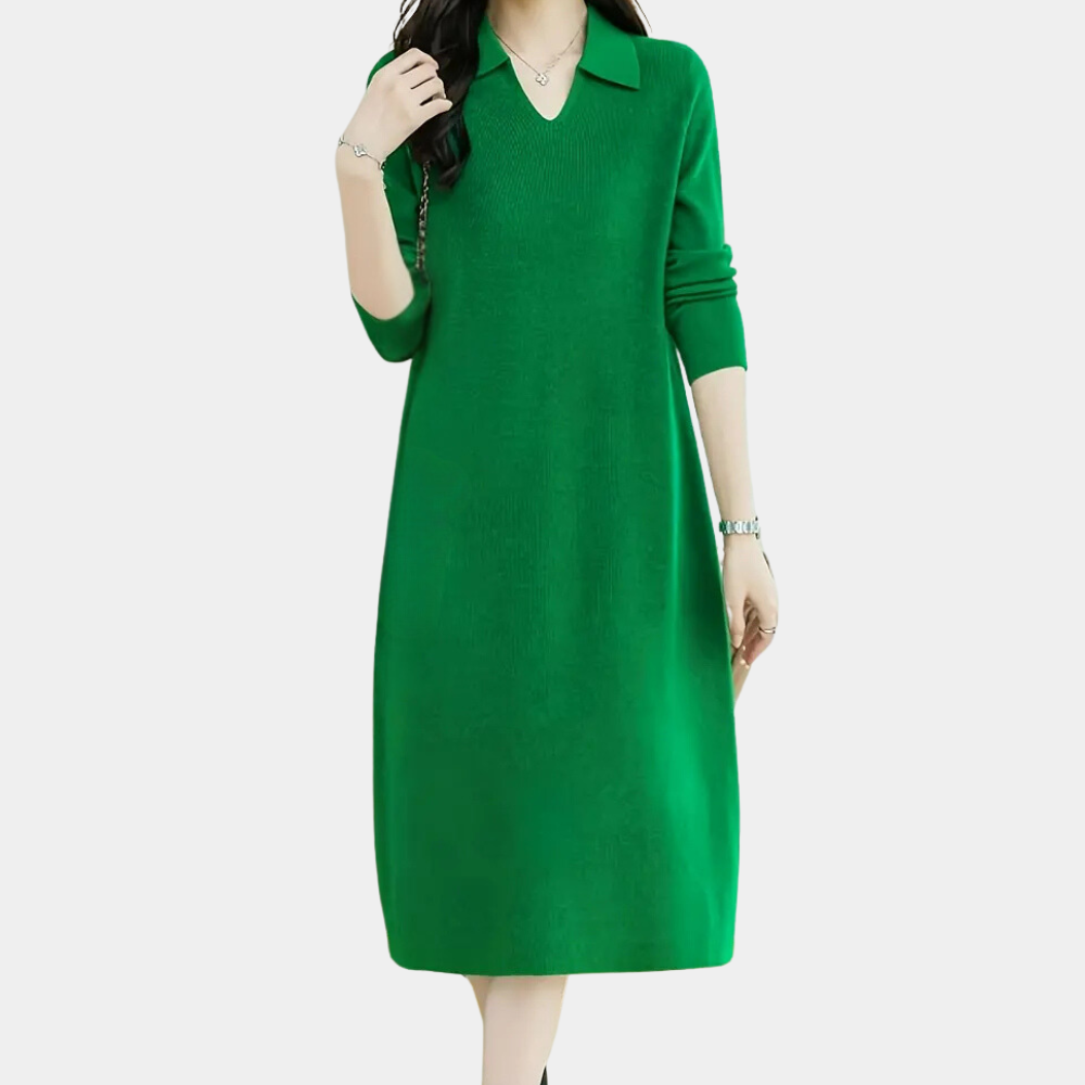 Vestido de punto midi elegante para mujer (2)