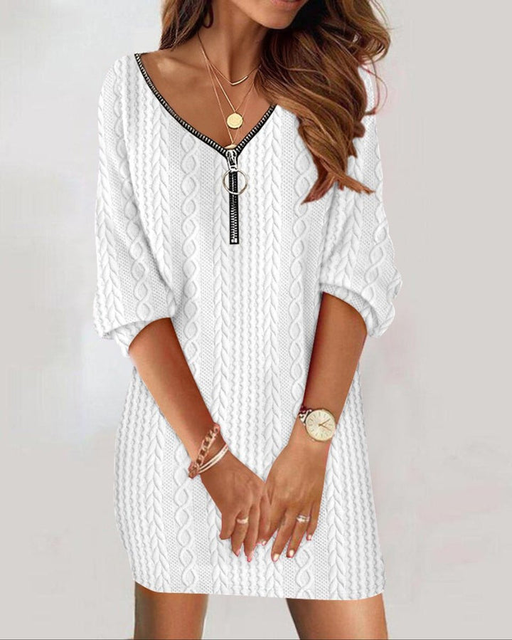 Vestido de punto mini casual para mujer en Blanco