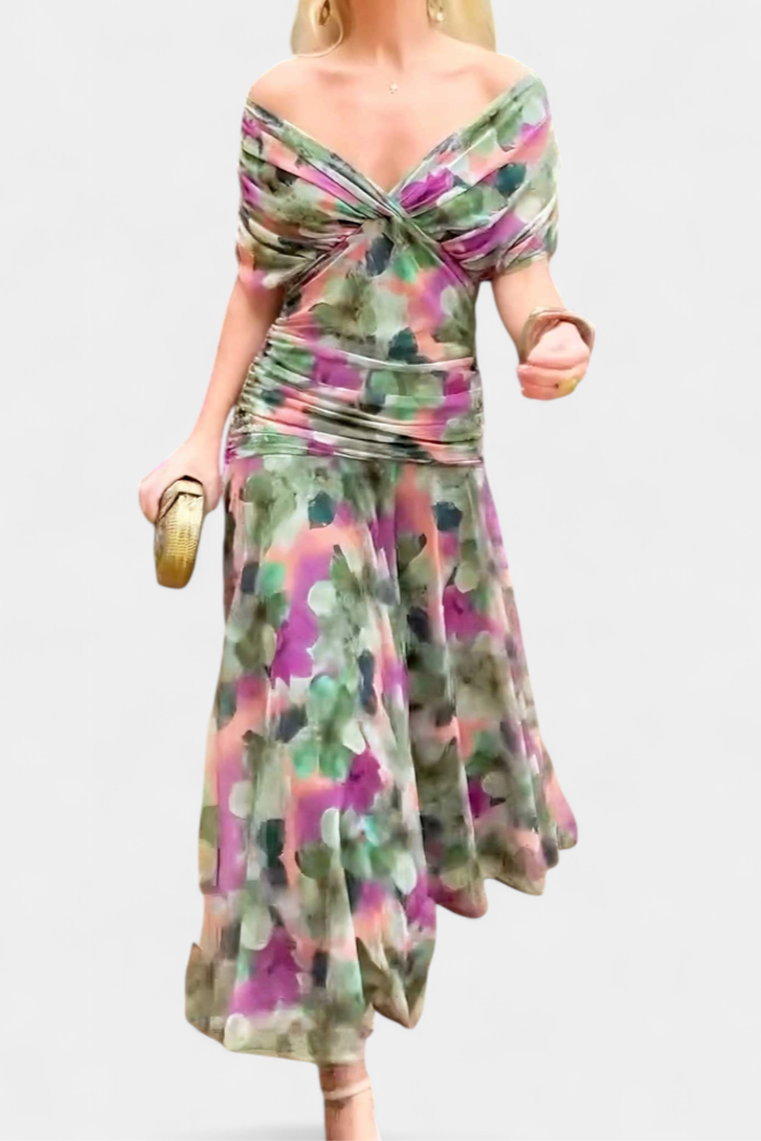 Vestido elegante de noche con hombro descubierto (2)