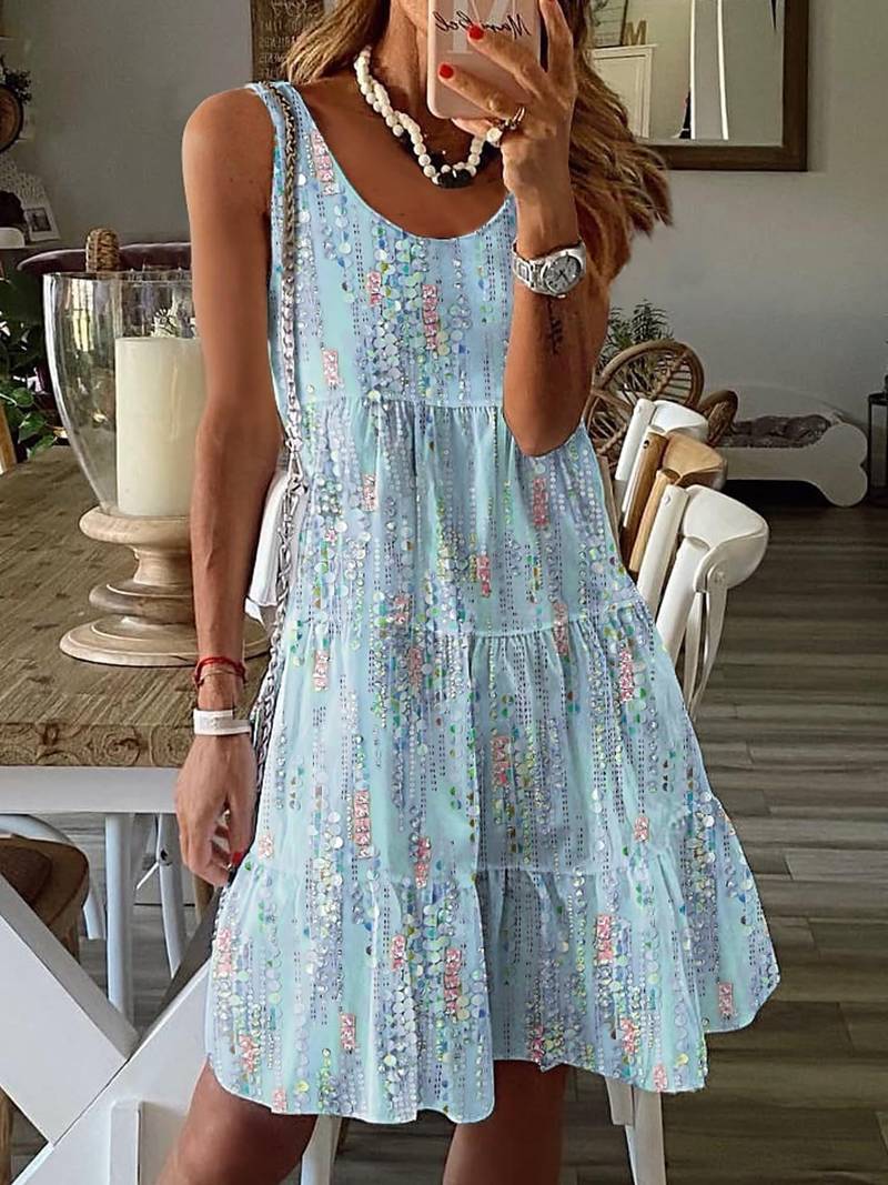 Vestido Elegante Sin Mangas Con Volantes