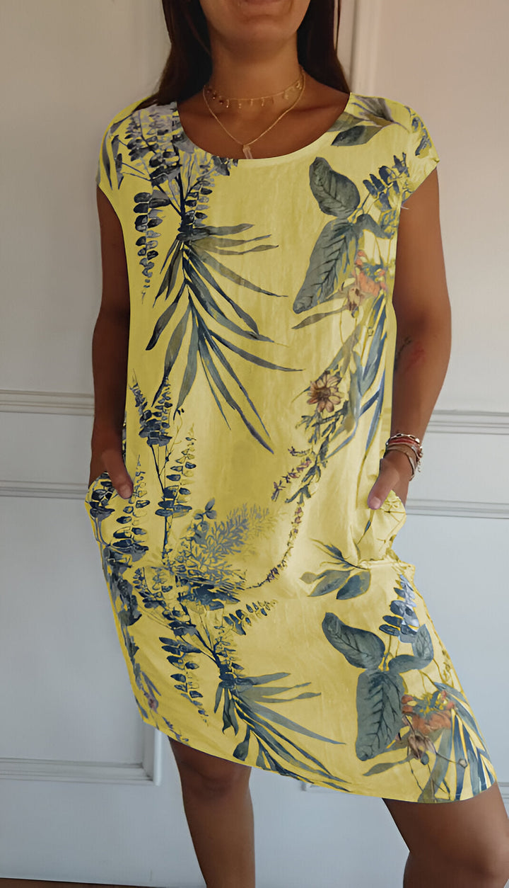 Vestido Elegante Versátil Midi Cómodo en Amarillo