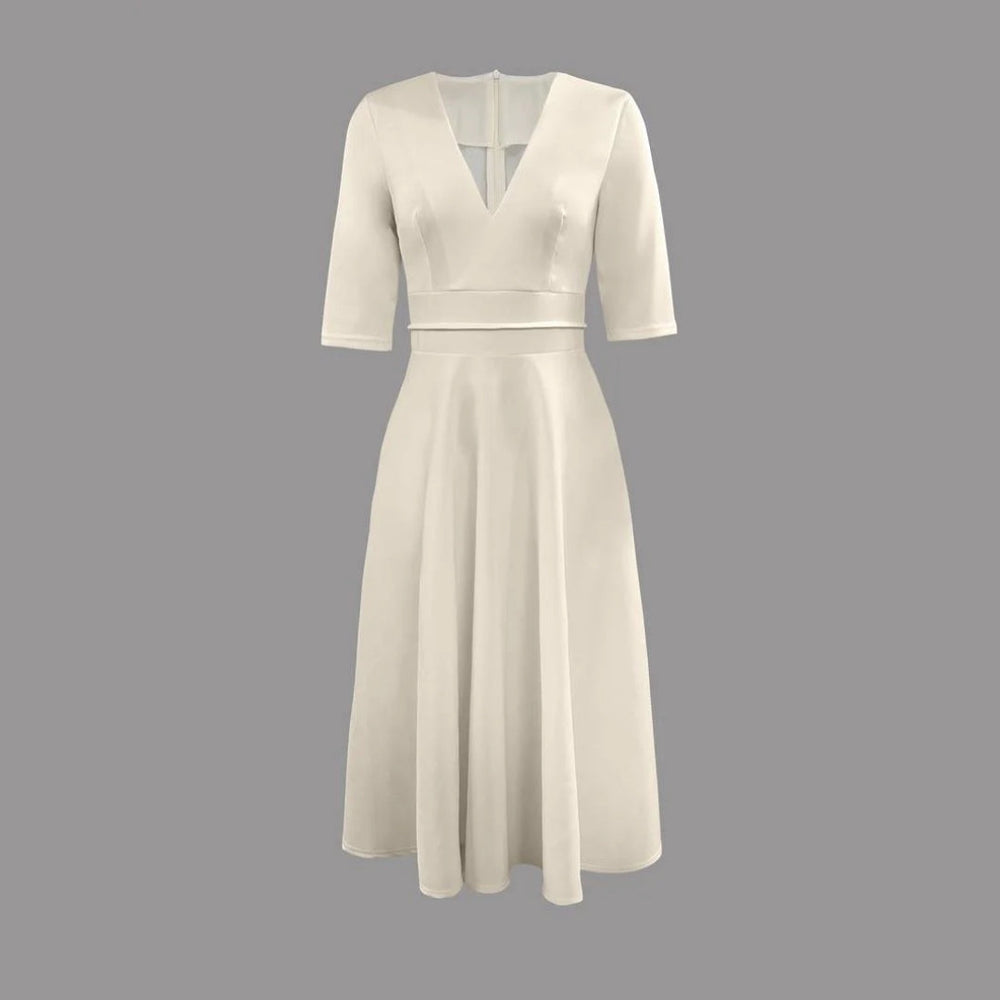 Vestido evasé de mujer para invitada de boda en Blanco 2