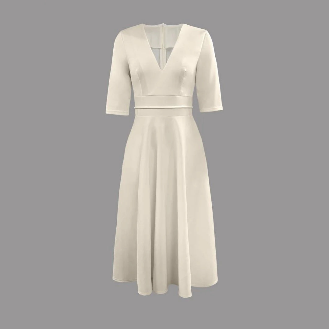 Vestido evasé de mujer para invitada de boda en Blanco 2
