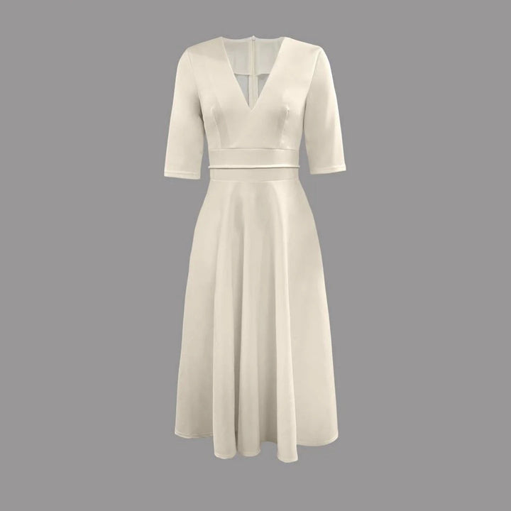 Vestido evasé de mujer para invitada de boda en Blanco 2