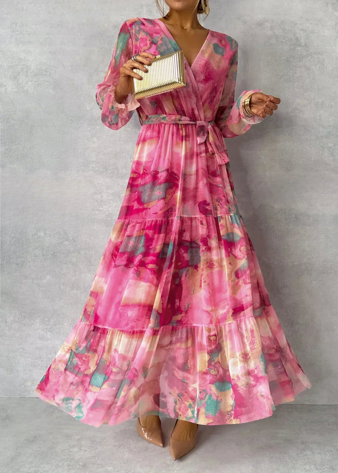 Vestido festivo de mujer maxi con flores