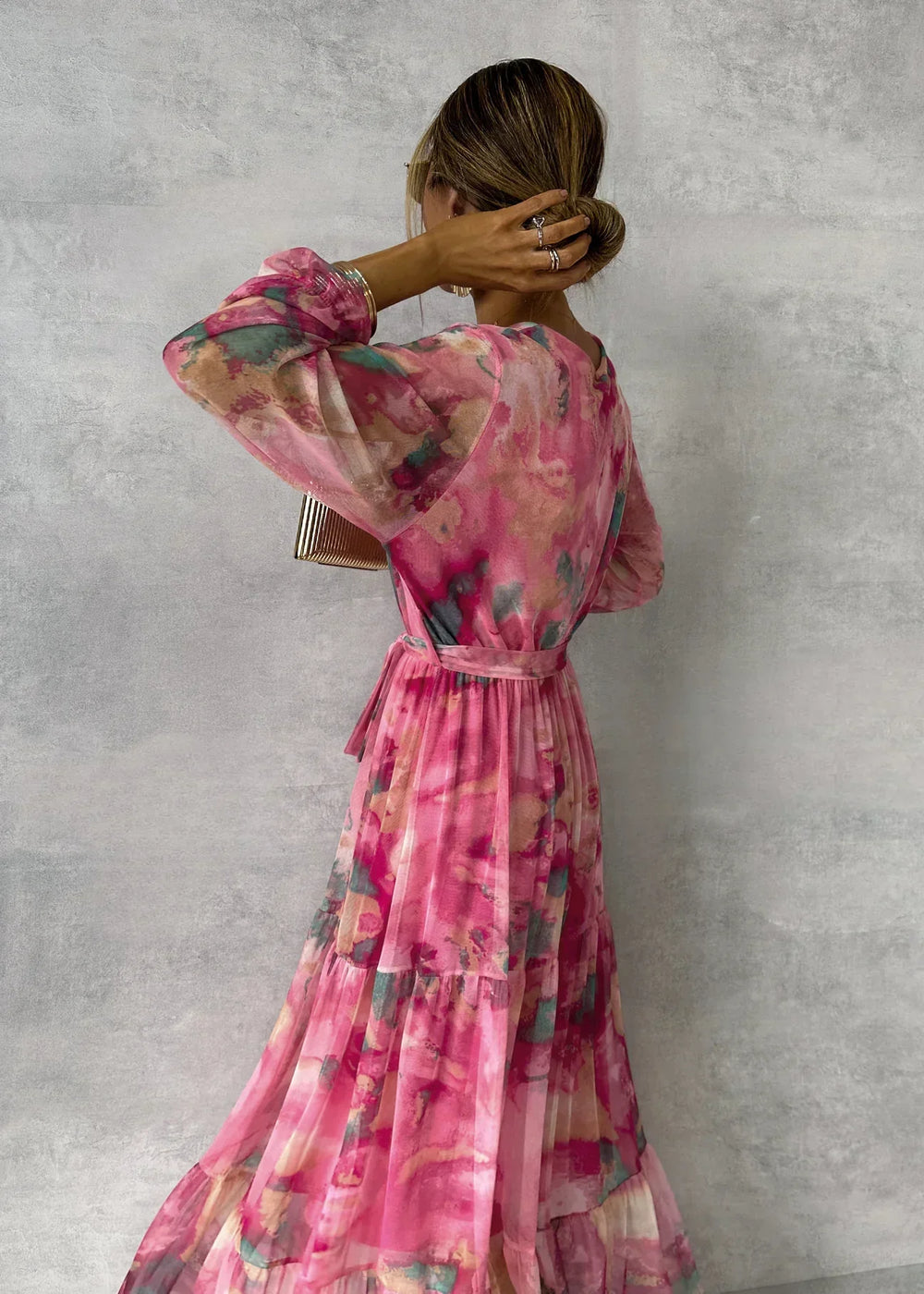 Vestido festivo de mujer maxi con flores (2)