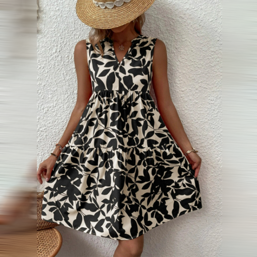 vestido floral de algodón para invitada de boda en Negro
