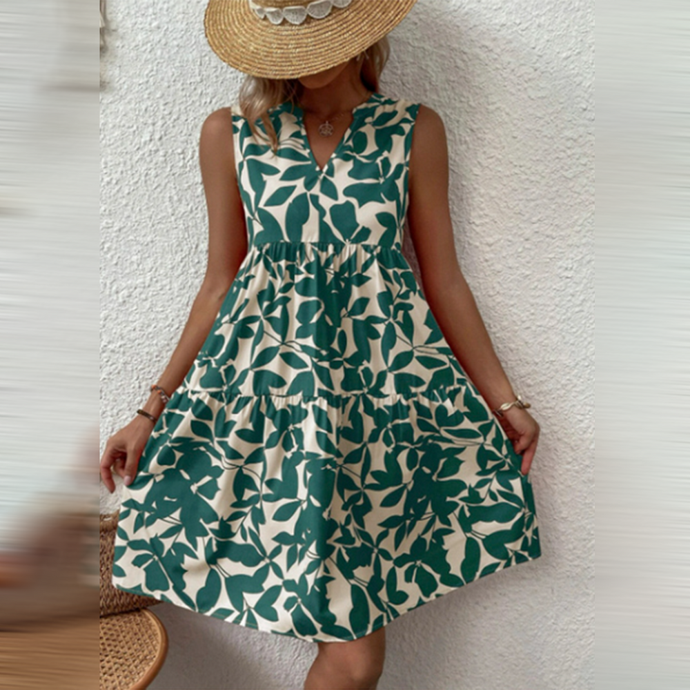 vestido floral de algodón para invitada de boda en Verde