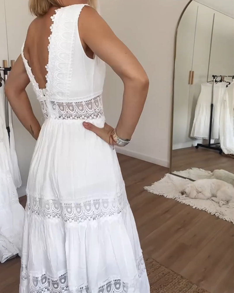 Vestido Largo de Encaje para Invitada de Boda (2)