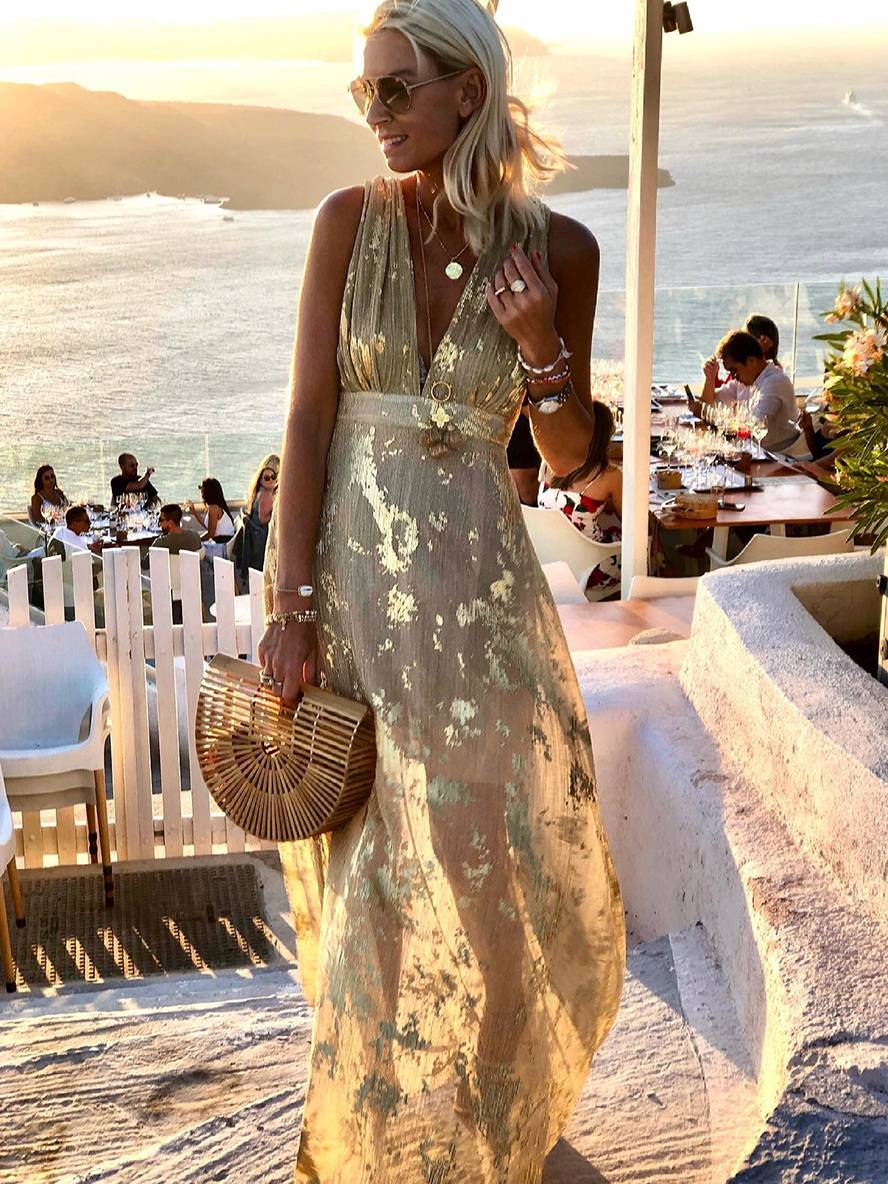 Vestido Maxi Brillante para Invitada a Boda en Amarillo