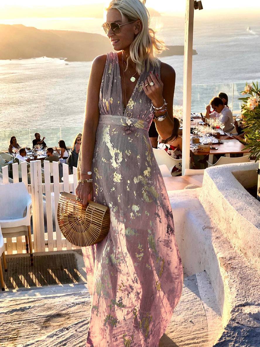 Vestido Maxi Brillante para Invitada a Boda en Rosa