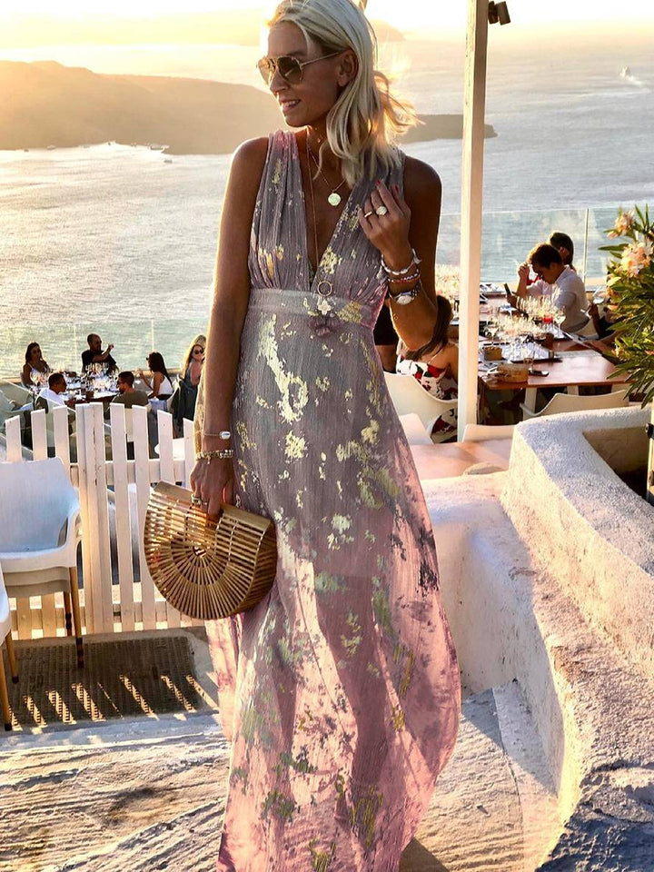Vestido Maxi Brillante para Invitada a Boda en Rosa