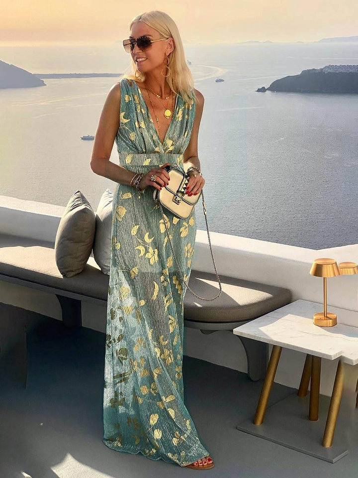 Vestido Maxi Brillante para Invitada a Boda en Verde