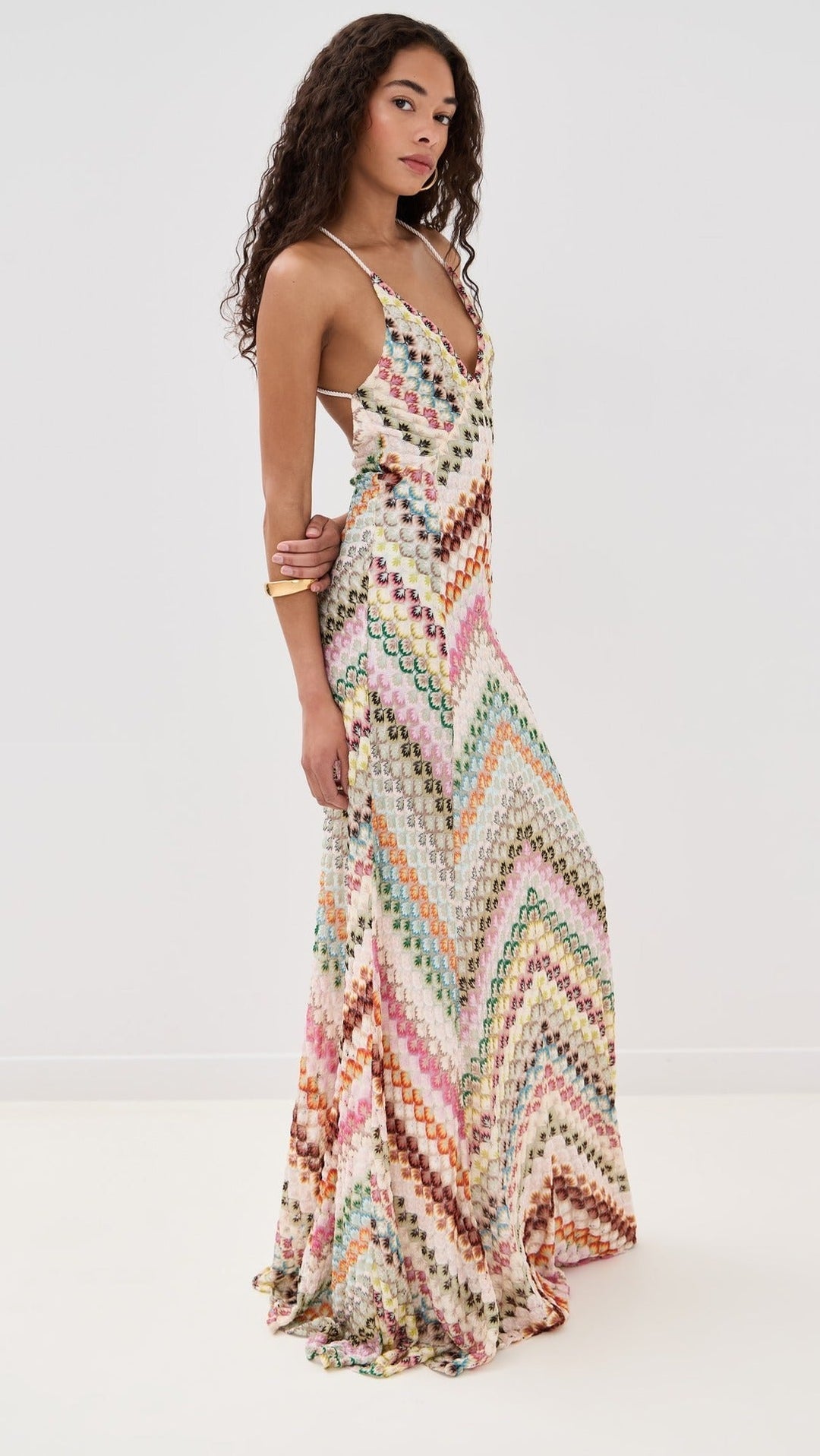 Vestido Maxi Crochet Multicolor de Invitada a Boda (3)