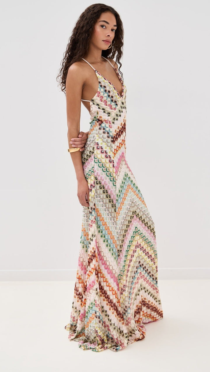 Vestido Maxi Crochet Multicolor de Invitada a Boda (3)