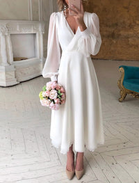 Bianca | Damen elegantes Maxikleid mit langen Ärmeln