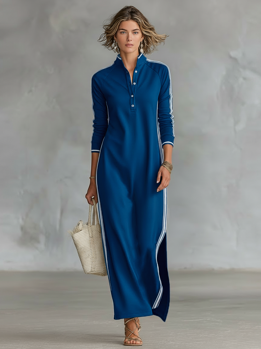 Vestido Maxi Minimalista de Otoño en Königsblau