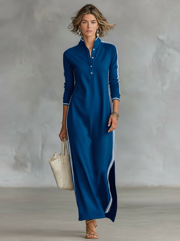 Vestido Maxi Minimalista de Otoño en Königsblau