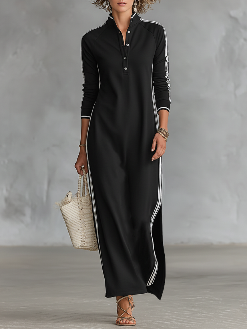 Vestido Maxi Minimalista de Otoño en Negro