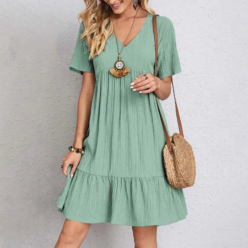 Vestido Midi Casual de Verano en Verde claro