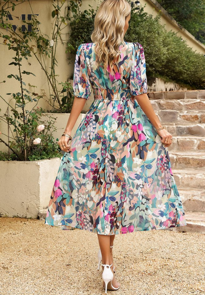 Vestido Midi Elegante para Invitada de Boda en Rosa 2