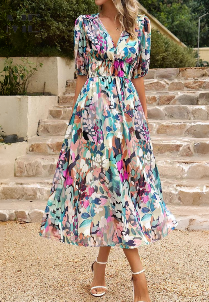 Vestido Midi Elegante para Invitada de Boda en Rosa 3